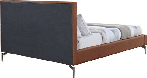Hendrix Cognac Faux Leather Queen Bed Q