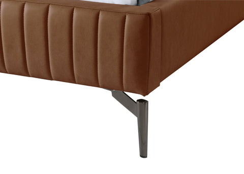 Hendrix Cognac Faux Leather Queen Bed Q