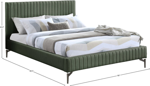 Iris Green Vegan Leather Upholstered Full Bed, 1 Piece