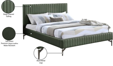 Iris Green Vegan Leather Upholstered Full Bed, 1 Piece