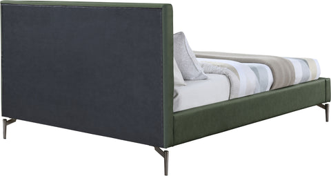 Hendrix Green Faux Leather Queen Bed Q
