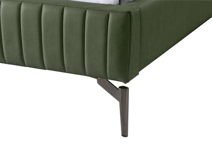 Hendrix Green Faux Leather Queen Bed Q