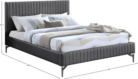 Iris Grey Vegan Leather Upholstered Full Bed, 1 Piece