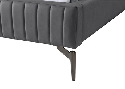 Hendrix Dark Grey Faux Leather Full Bed F