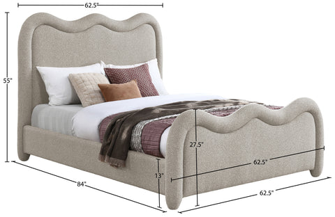 Monroe Beige Chenille Fabric Upholstered Full Bed, 1 Piece (Style 2)