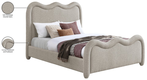 Monroe Beige Chenille Fabric Upholstered Full Bed, 1 Piece (Style 2)