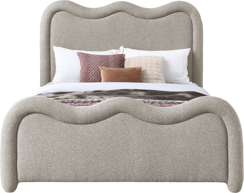 Monroe Beige Chenille Fabric Upholstered Full Bed, 1 Piece (Style 2)