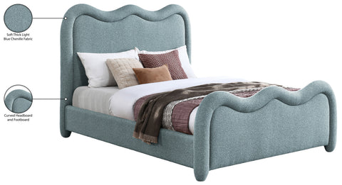 Monroe Blue Chenille Fabric Upholstered Full Bed, 1 Piece