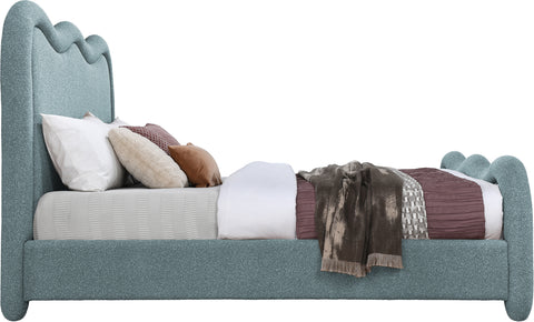 Monroe Blue Chenille Fabric Upholstered Queen Bed, 1 Piece