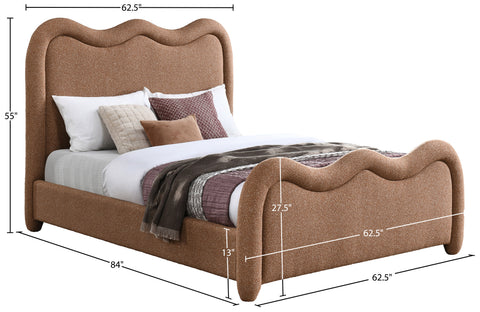 Monroe Cognac Chenille Fabric Upholstered Full Bed, 1 Piece