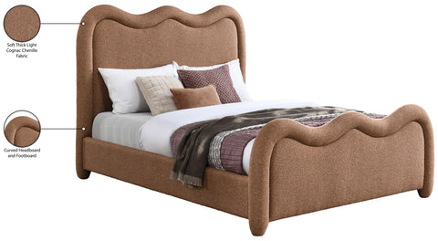 Monroe Cognac Chenille Fabric Upholstered Queen Bed, 1 Piece