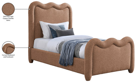 Monroe Cognac Chenille Fabric Upholstered Twin Bed, 1 Piece
