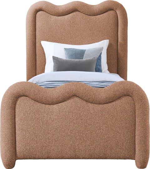 Monroe Cognac Chenille Fabric Upholstered Twin Bed, 1 Piece