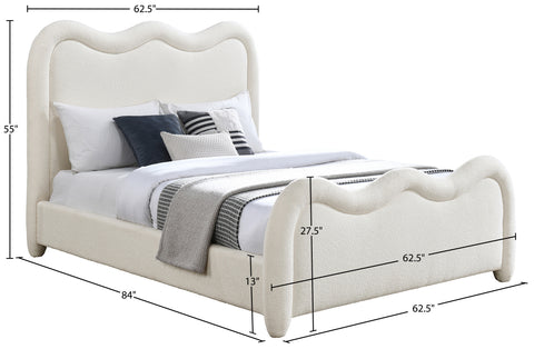 Monroe Cream Chenille Fabric Upholstered Full Bed, 1 Piece (Style 2)