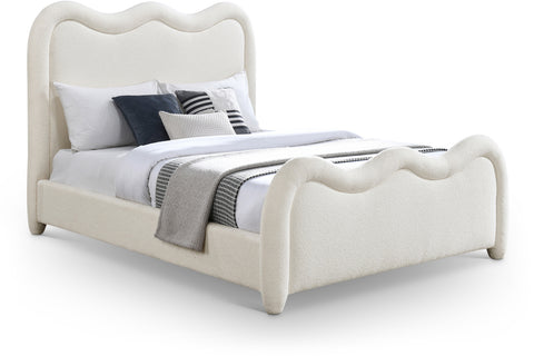 Monroe Cream Chenille Fabric Upholstered Full Bed, 1 Piece (Style 2)