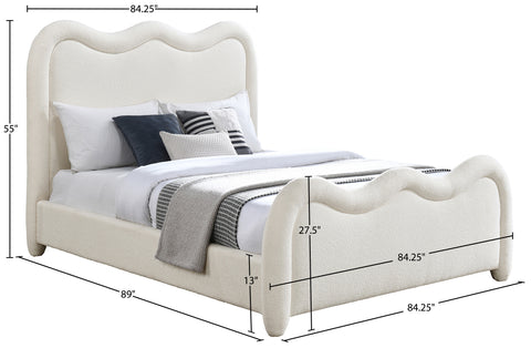 Monroe Cream Chenille Fabric Upholstered King Bed, 1 Piece (Style 2)