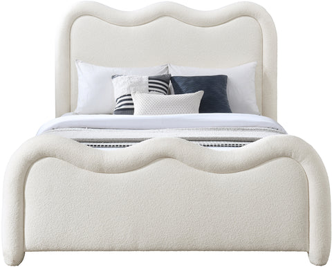 Monroe Cream Chenille Fabric Upholstered King Bed, 1 Piece (Style 2)