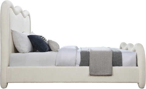 Monroe Cream Chenille Fabric Upholstered King Bed, 1 Piece (Style 2)
