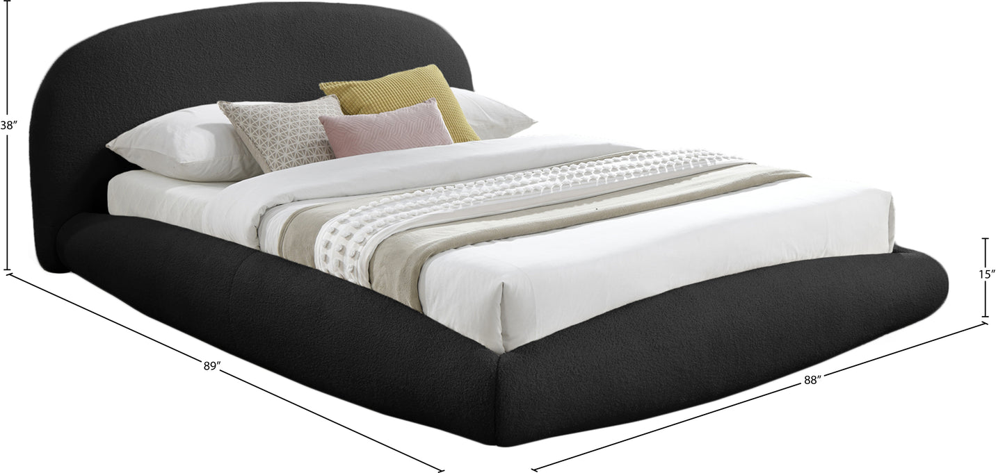 brenda black teddy fabric king bed (3 boxes)