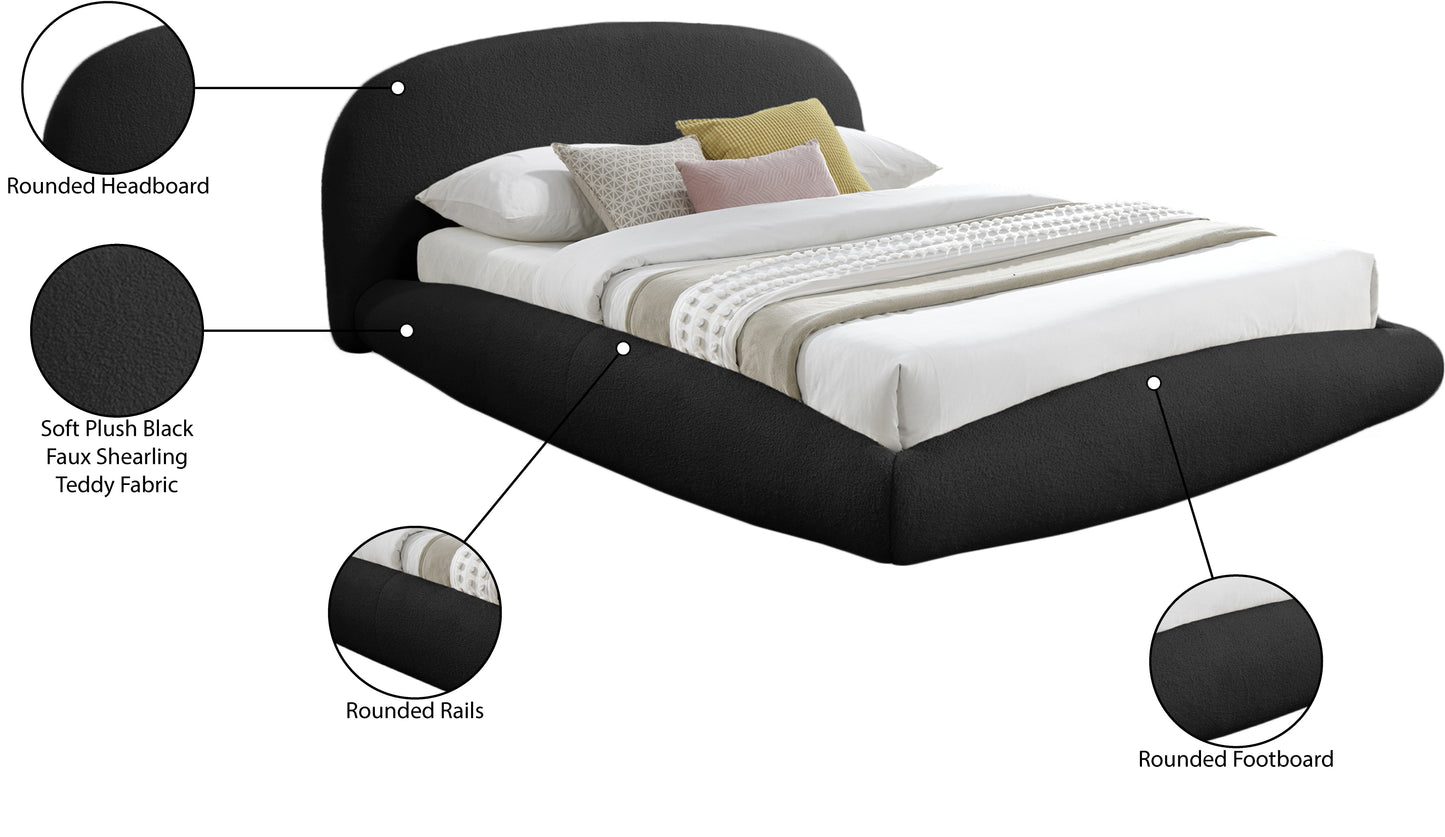 brenda black teddy fabric king bed (3 boxes)