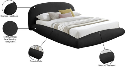 Brenda Black Teddy Fabric King Bed (3 Boxes)