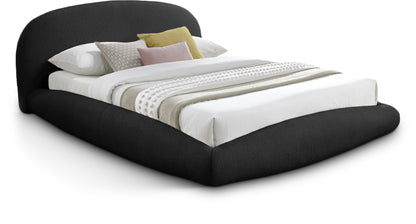 Brenda Black Teddy Fabric Queen Bed (3 Boxes)