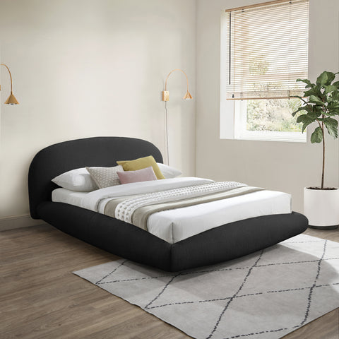 Brenda Black Teddy Fabric Queen Bed (3 Boxes)