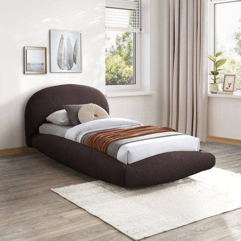 Brenda Brown Teddy Fabric Twin Bed (3 Boxes)