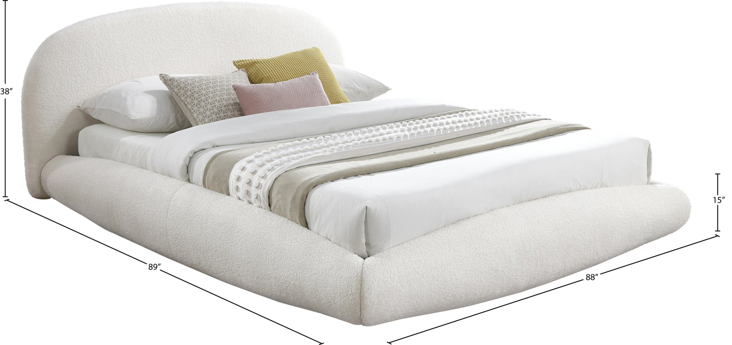 brenda cream teddy fabric king bed (3 boxes)