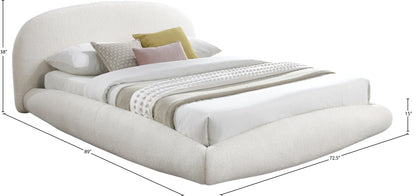 Brenda Cream Teddy Fabric Queen Bed (3 Boxes)