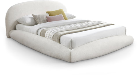 Brenda Cream Teddy Fabric Queen Bed (3 Boxes)