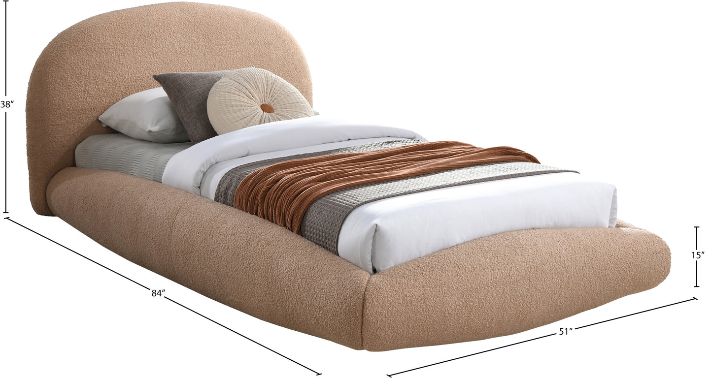 brenda beige teddy fabric twin bed (3 boxes)