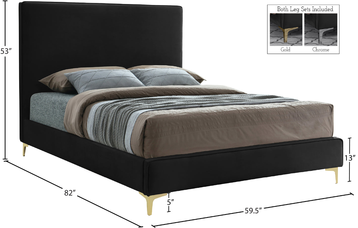 finley black velvet full bed f