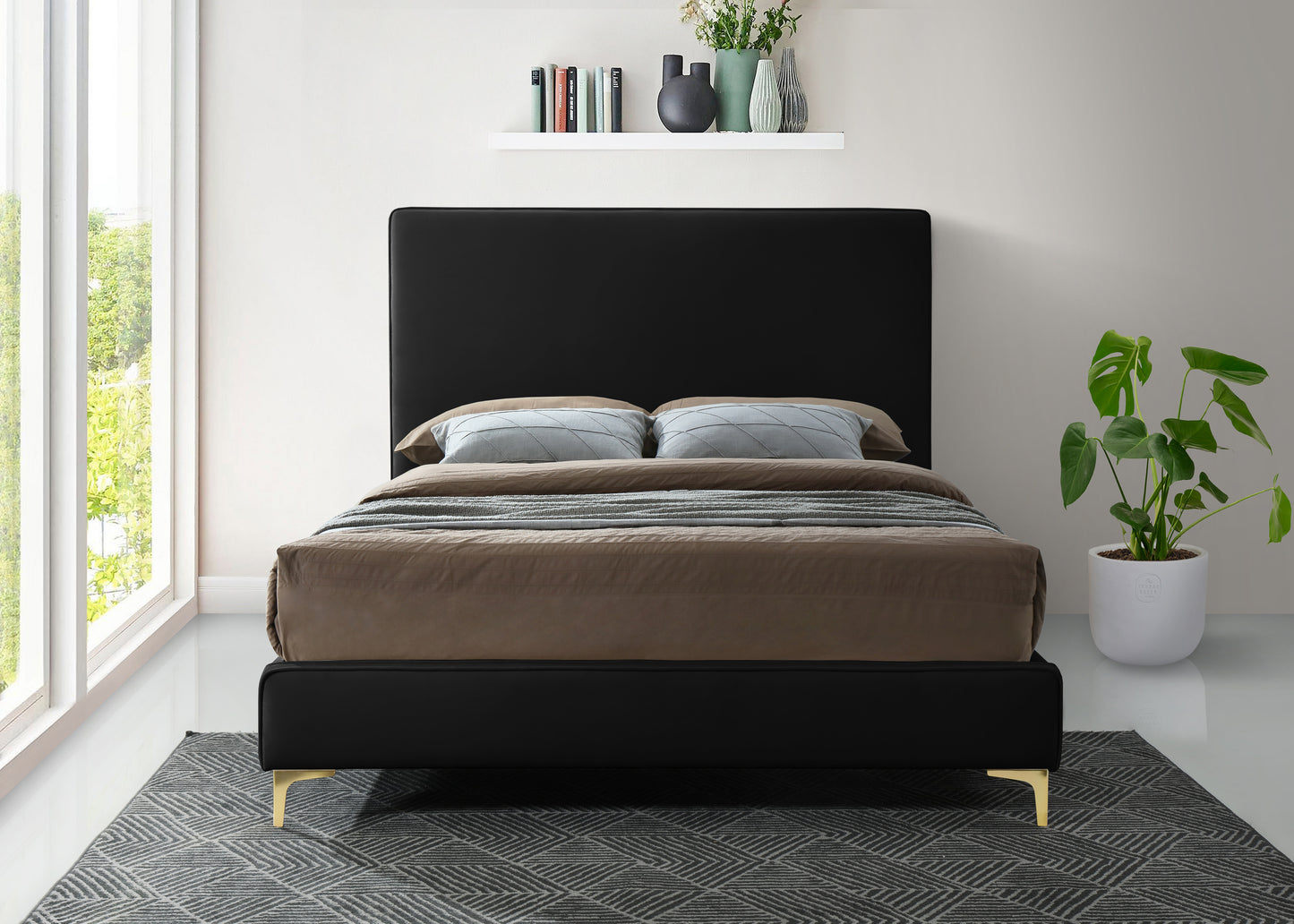 finley black velvet king bed k