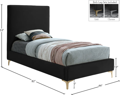 Finley Black Velvet Twin Bed T