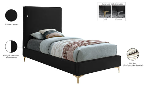 Finley Black Velvet Twin Bed T
