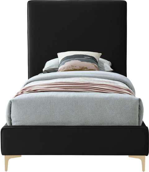 Finley Black Velvet Twin Bed T