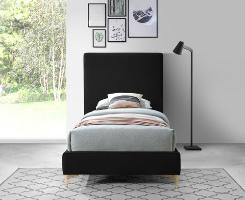 Finley Black Velvet Twin Bed T