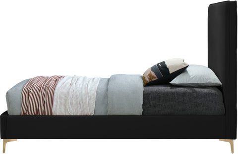 Finley Black Velvet Twin Bed T