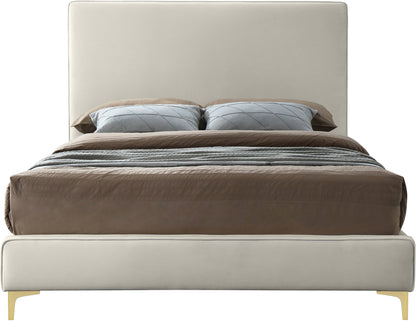 Finley Cream Velvet Queen Bed Q