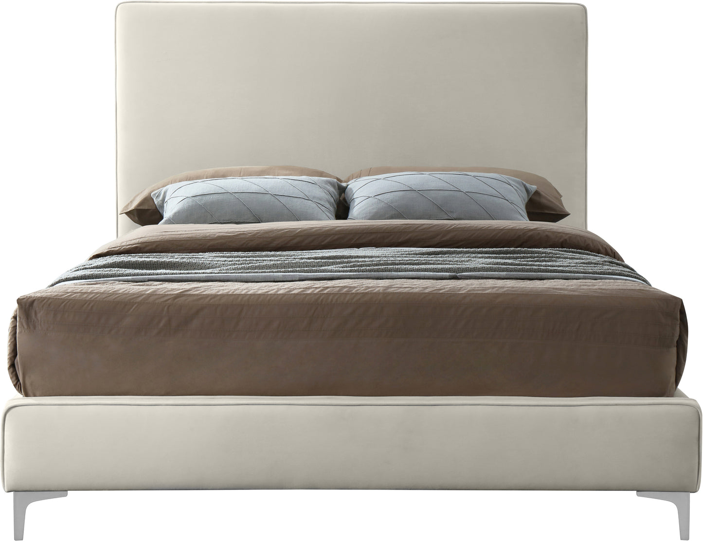 finley cream velvet queen bed q