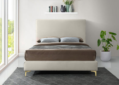 Finley Cream Velvet Queen Bed Q