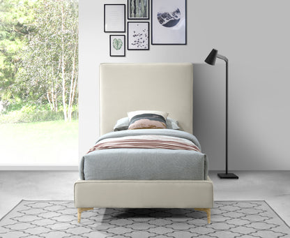 Finley Cream Velvet Twin Bed T