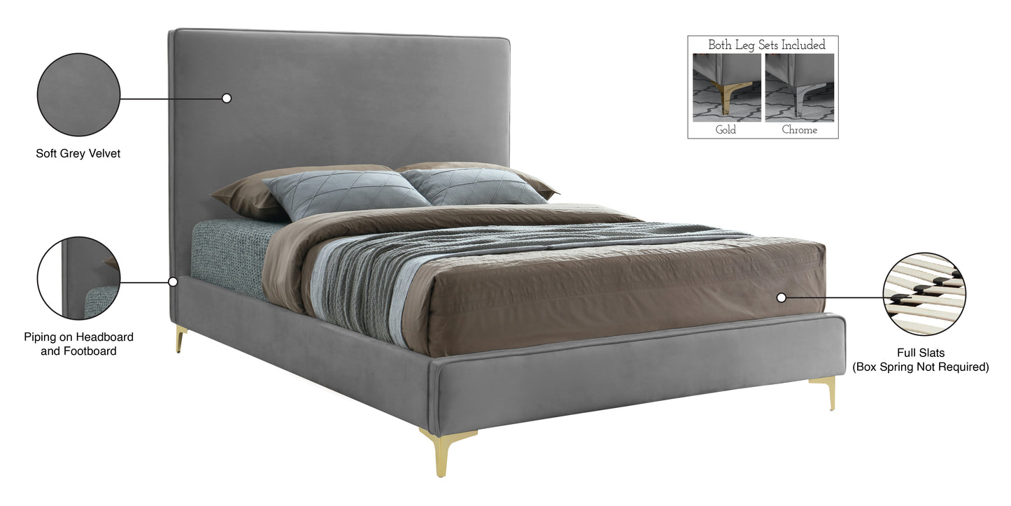 finley grey velvet full bed f