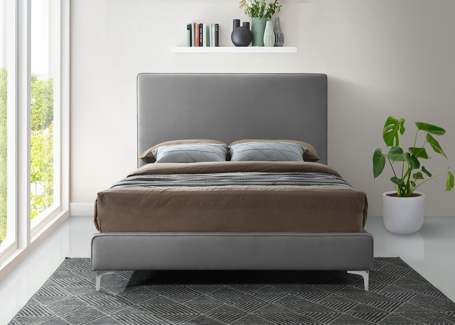 finley grey velvet king bed k