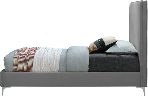 Finley Grey Velvet Queen Bed Q