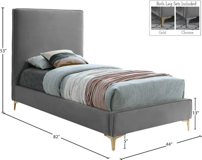 Finley Grey Velvet Twin Bed T