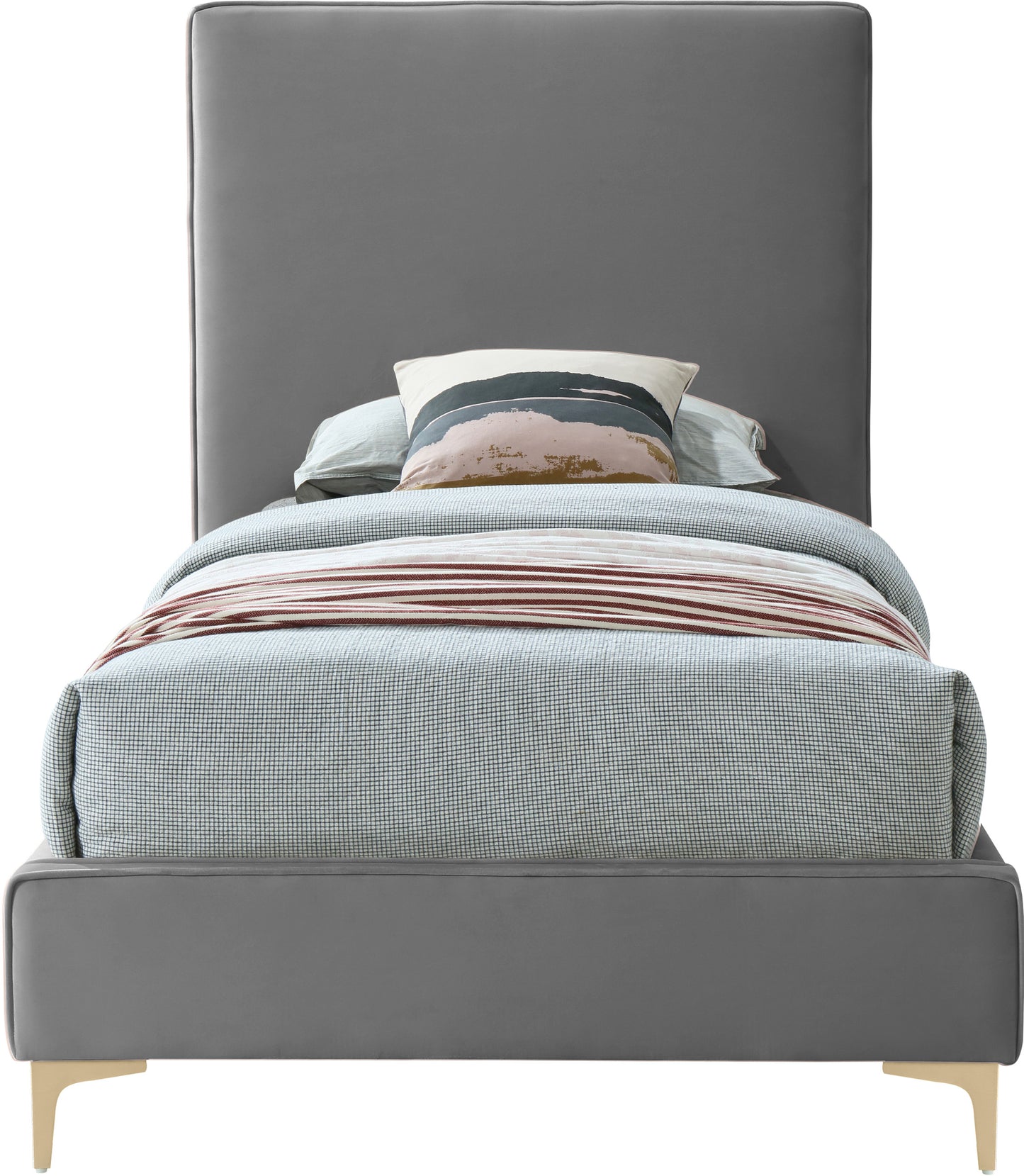 finley grey velvet twin bed t