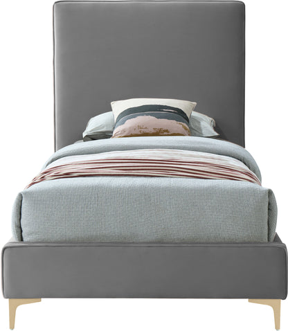 Finley Grey Velvet Twin Bed T