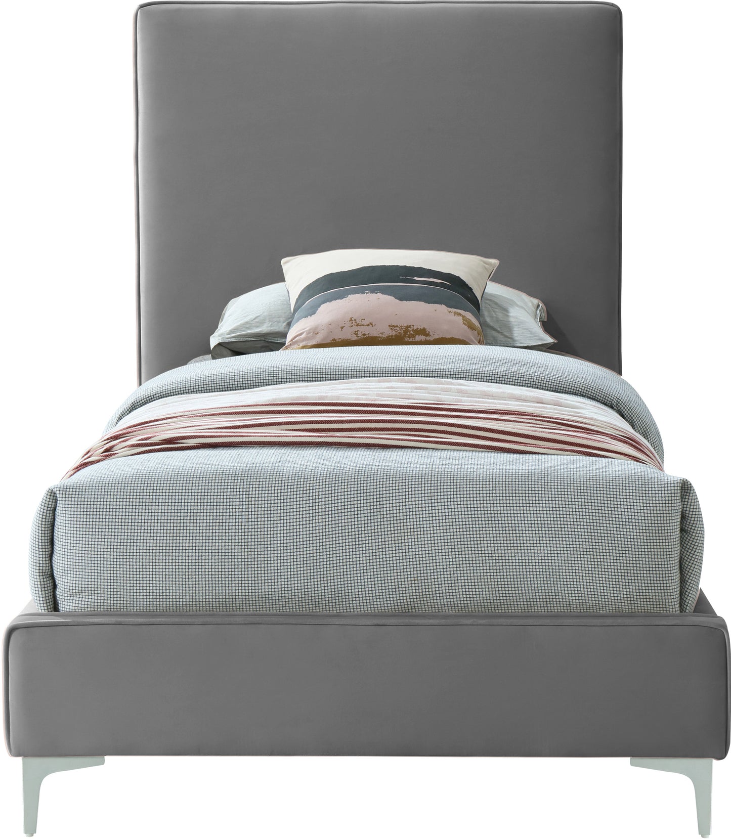 finley grey velvet twin bed t